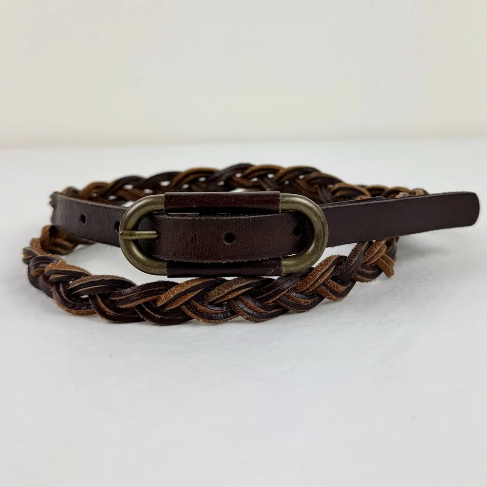 Delia's Vintage Brown Leather Braided Belt